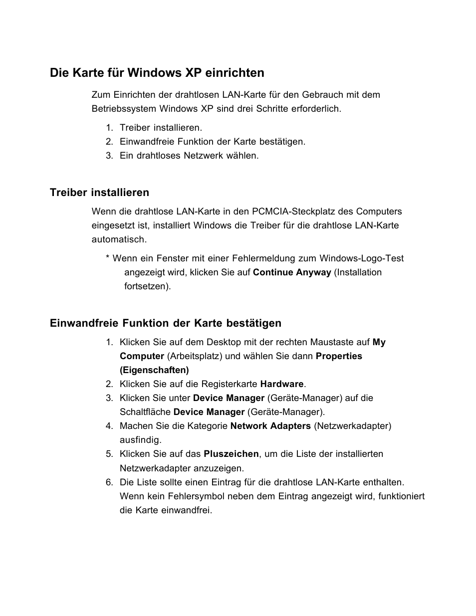 Die karte für windows xp einrichten | SanDisk Wireless LAN Card User Manual | Page 220 / 504