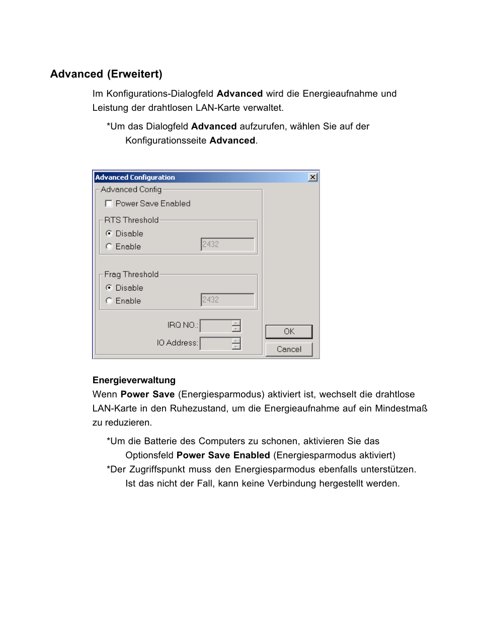 Advanced (erweitert) | SanDisk Wireless LAN Card User Manual | Page 244 / 504