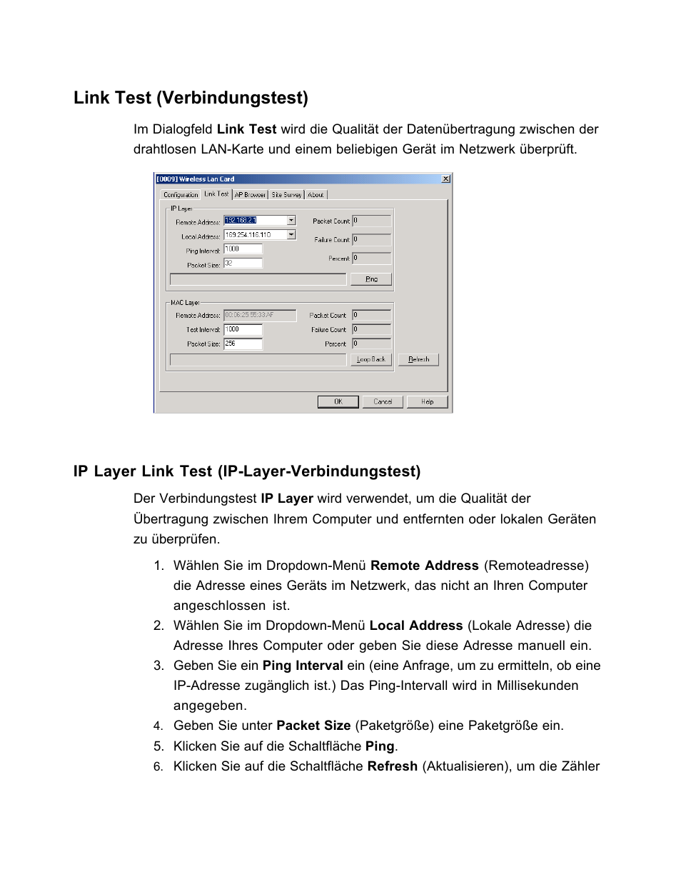 Link test (verbindungstest) | SanDisk Wireless LAN Card User Manual | Page 249 / 504