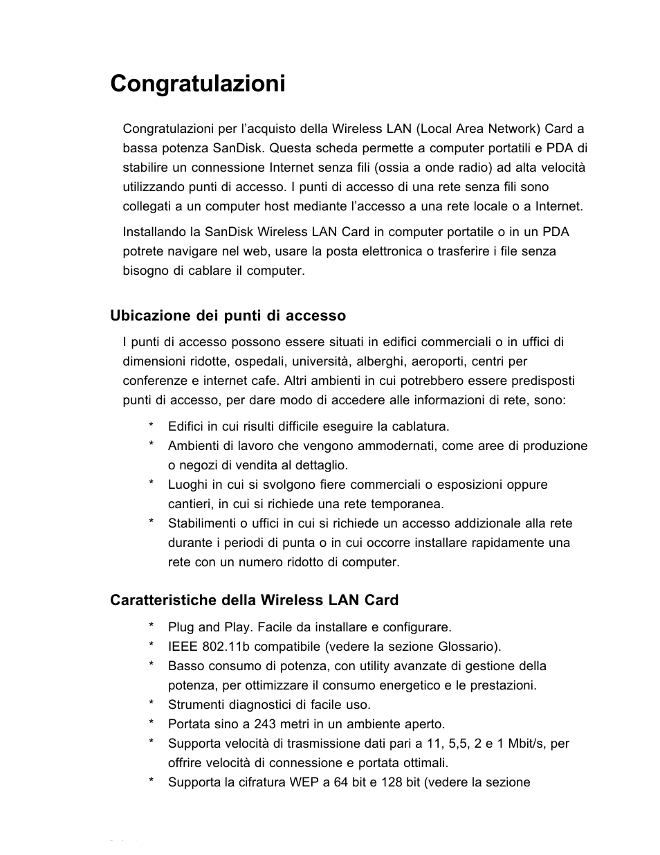 Congratulazioni | SanDisk Wireless LAN Card User Manual | Page 261 / 504