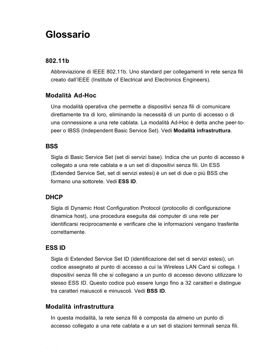 Glossario | SanDisk Wireless LAN Card User Manual | Page 265 / 504