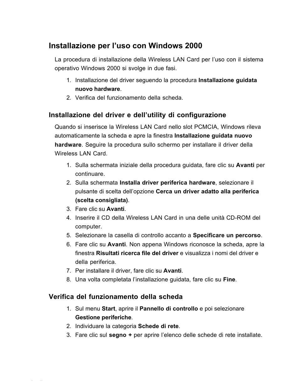 Installazione per l’uso con windows 2000 | SanDisk Wireless LAN Card User Manual | Page 292 / 504