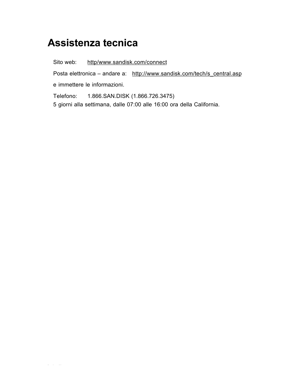 Assistenza tecnica | SanDisk Wireless LAN Card User Manual | Page 319 / 504