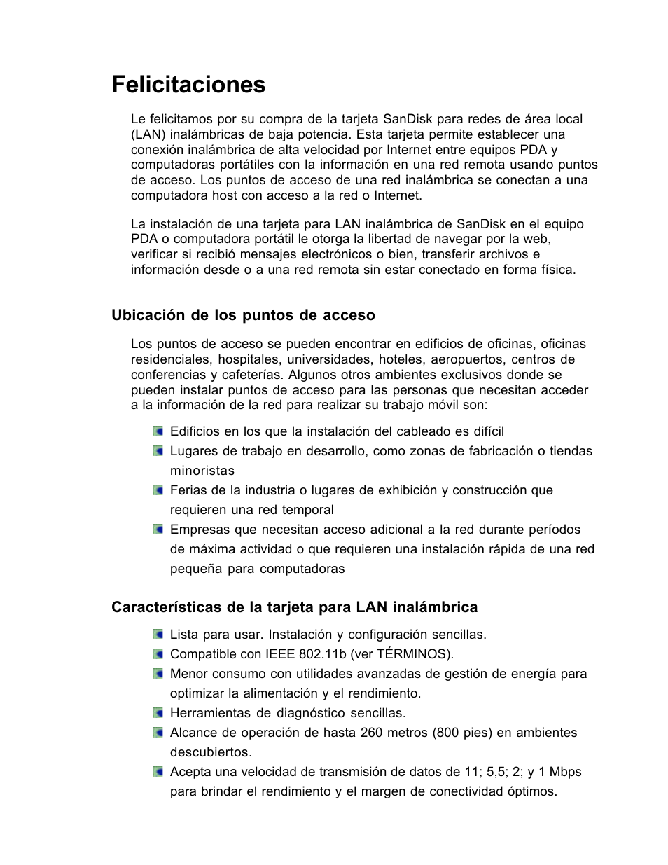 Felicitaciones | SanDisk Wireless LAN Card User Manual | Page 326 / 504