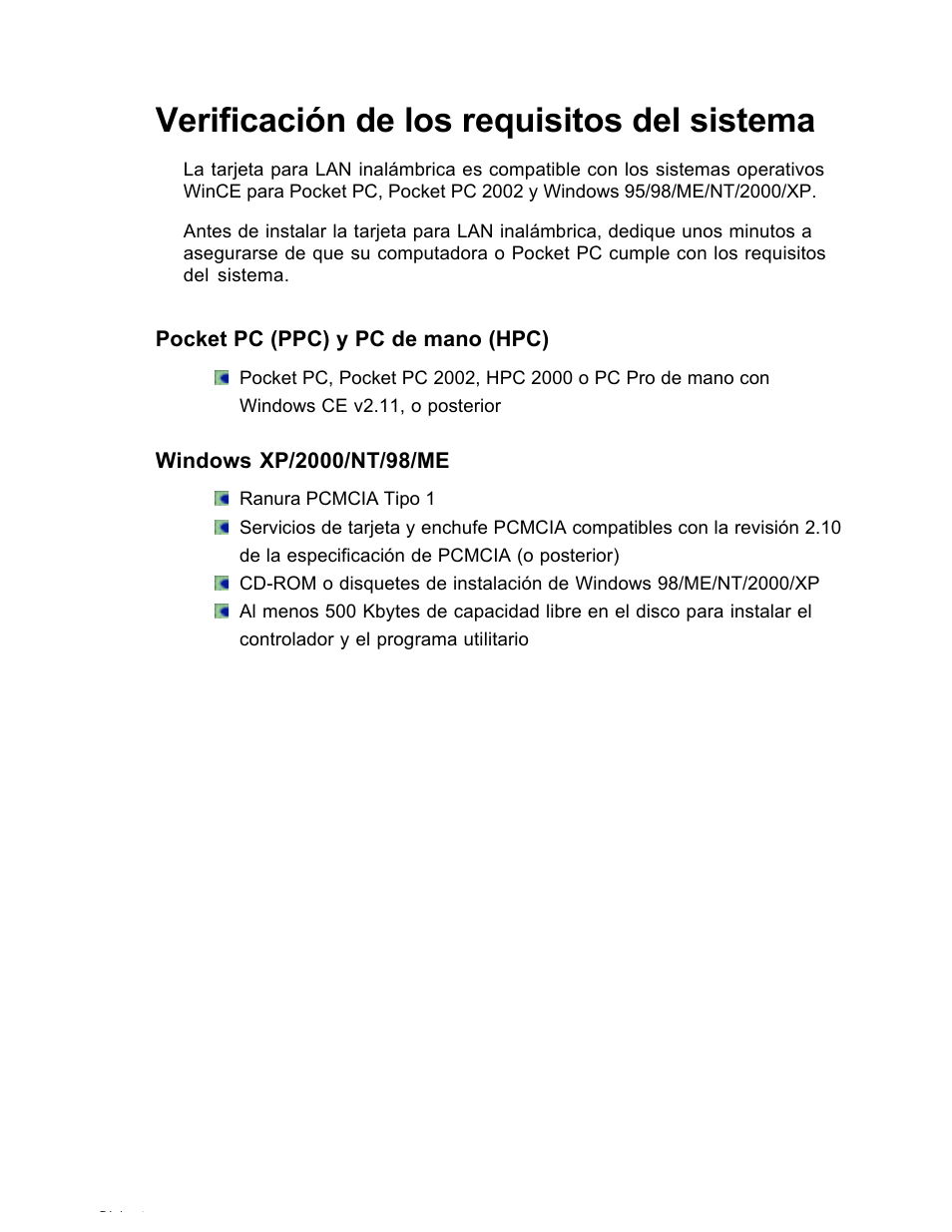 Verificación de los requisitos del sistema | SanDisk Wireless LAN Card User Manual | Page 329 / 504
