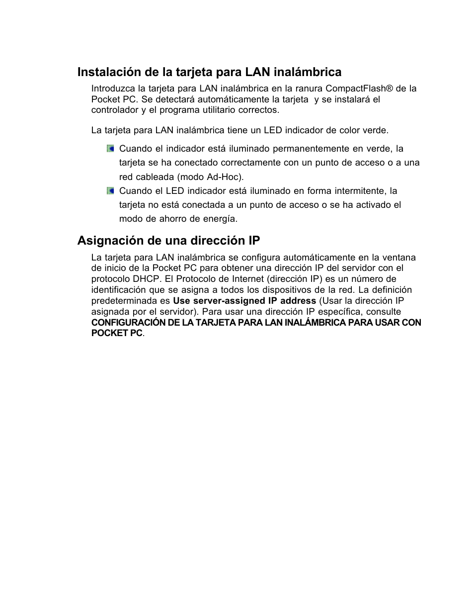 Instalación de la tarjeta para lan inalámbrica, Asignación de una dirección ip | SanDisk Wireless LAN Card User Manual | Page 335 / 504