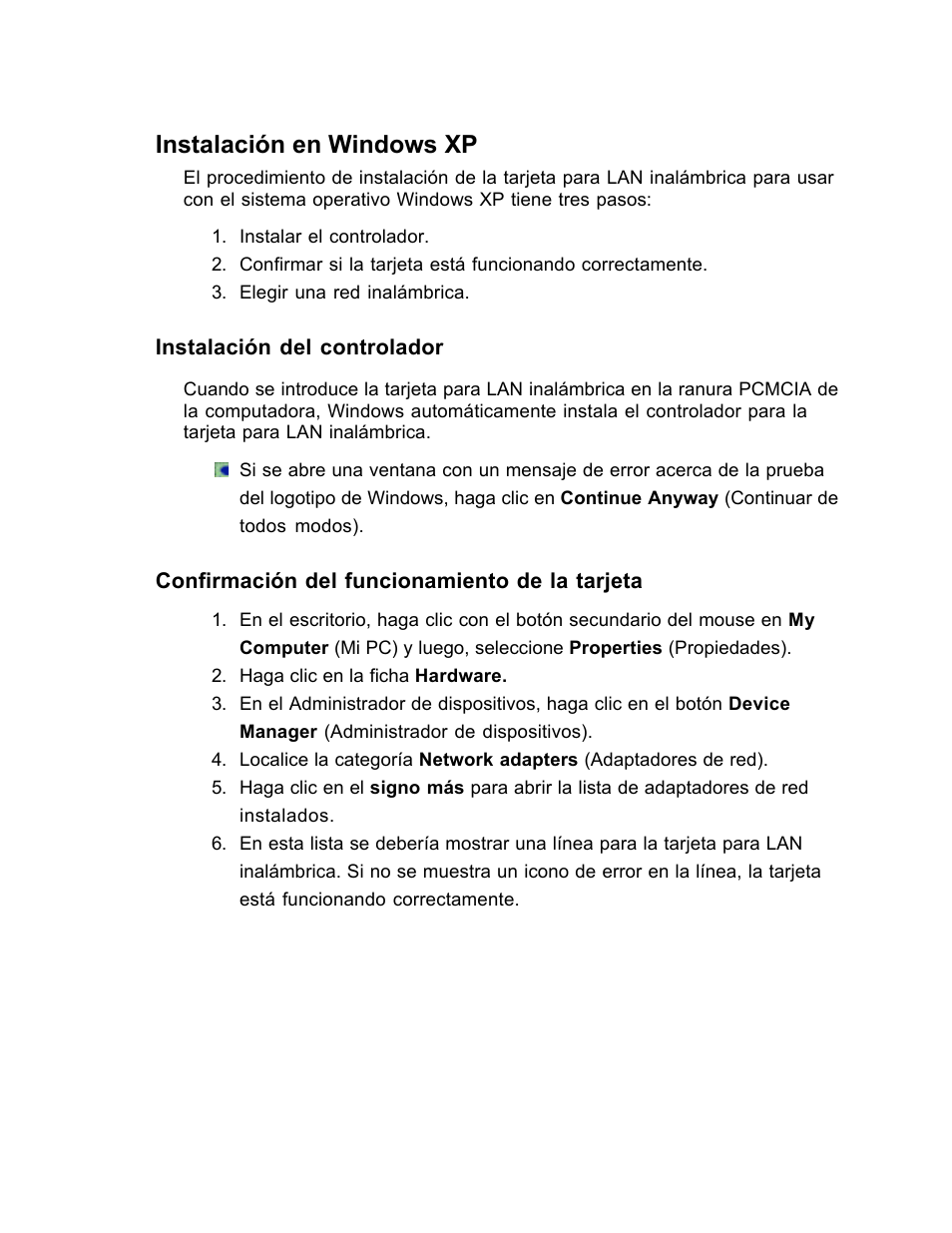 Instalación en windows xp | SanDisk Wireless LAN Card User Manual | Page 351 / 504