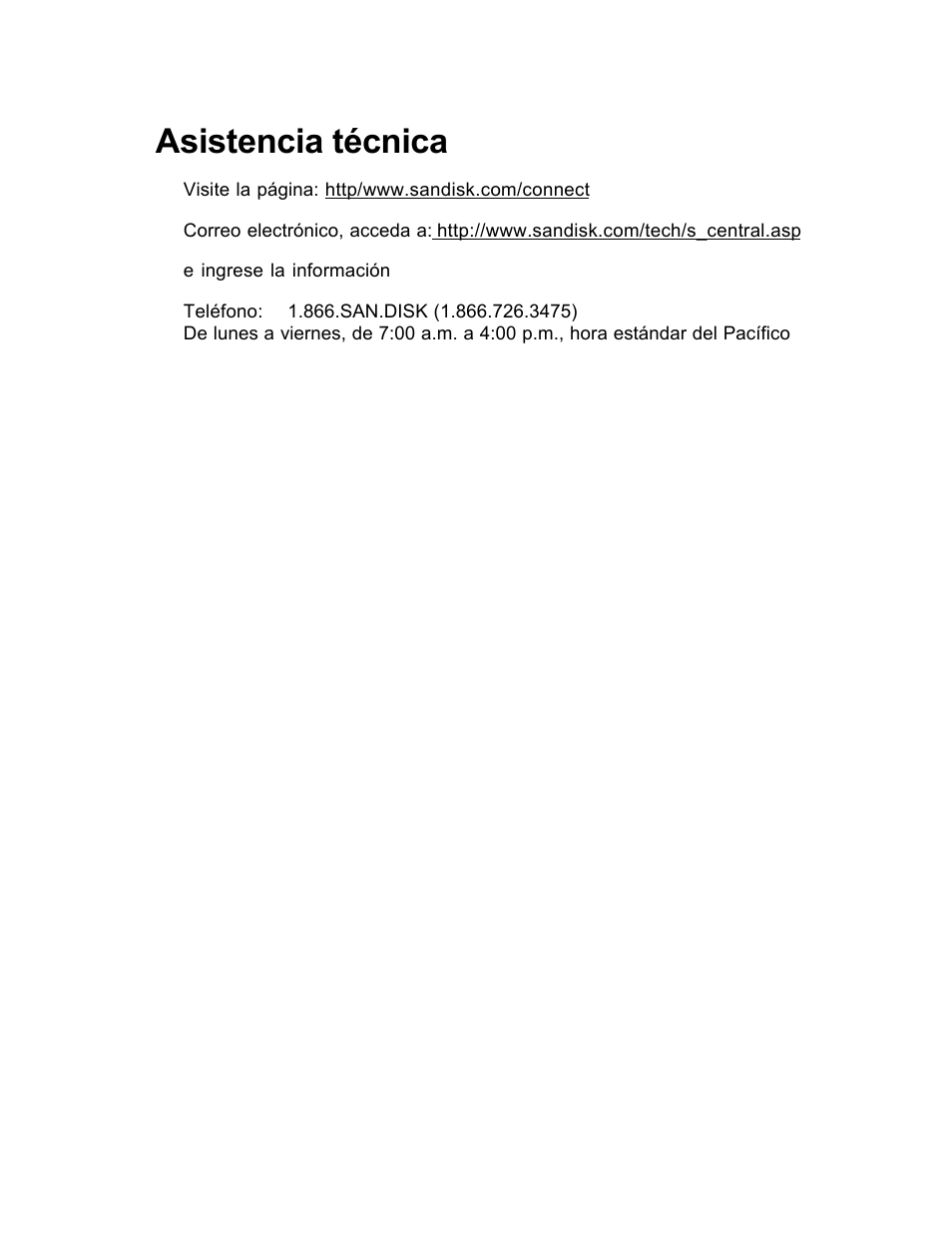 Asistencia técnica | SanDisk Wireless LAN Card User Manual | Page 379 / 504