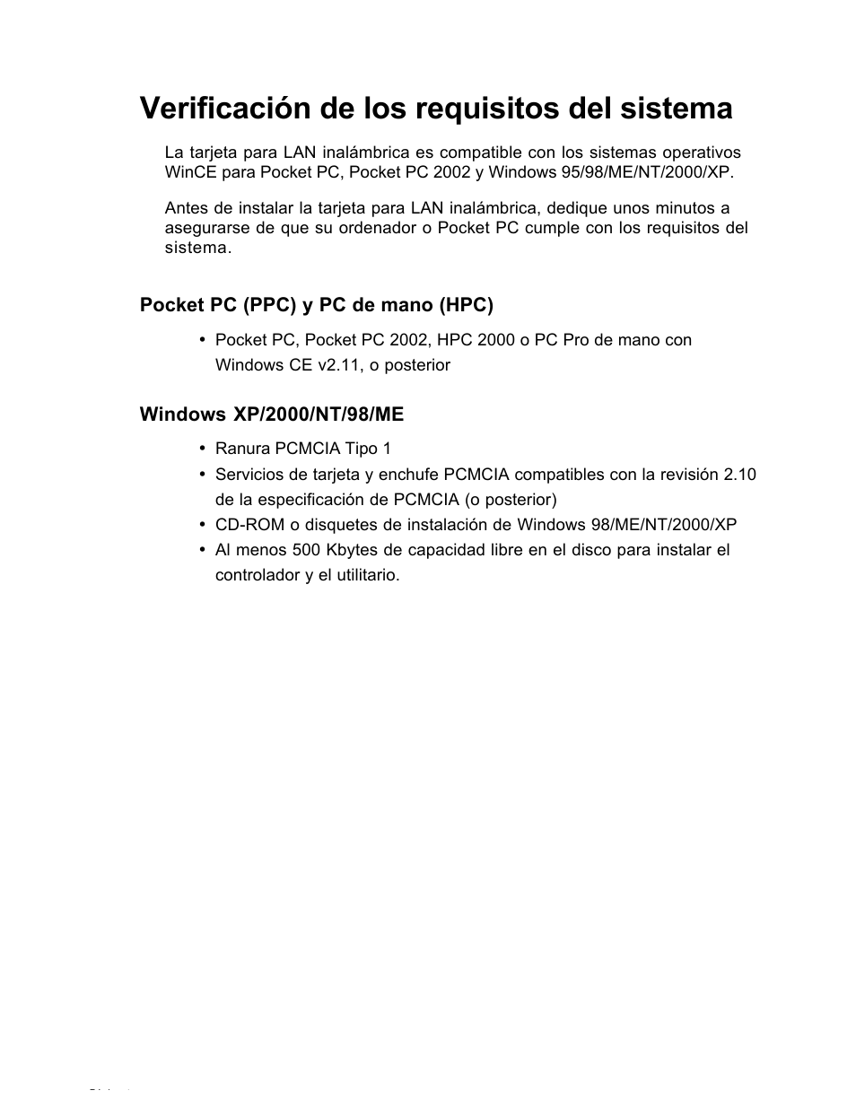 Verificación de los requisitos del sistema | SanDisk Wireless LAN Card User Manual | Page 389 / 504
