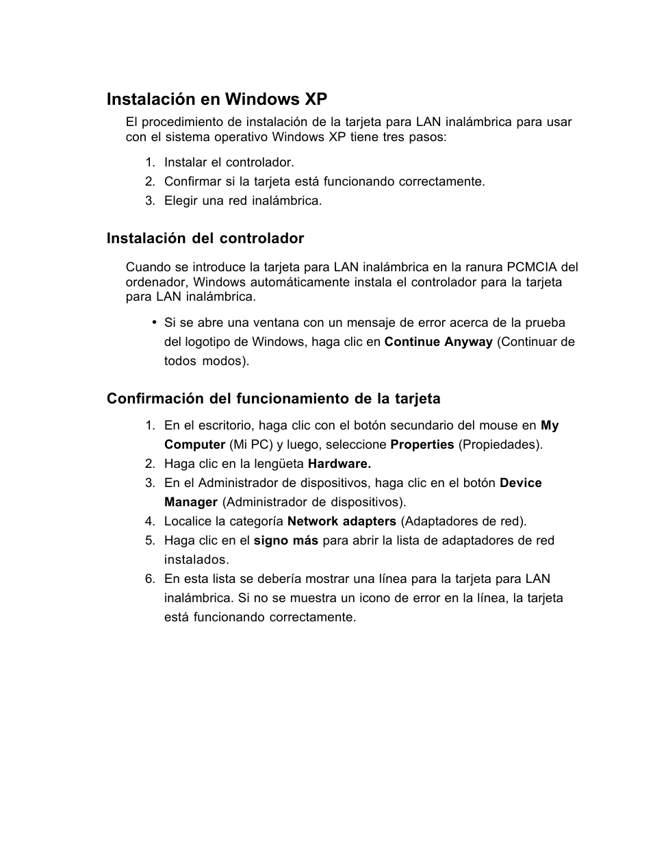 Instalación en windows xp | SanDisk Wireless LAN Card User Manual | Page 411 / 504
