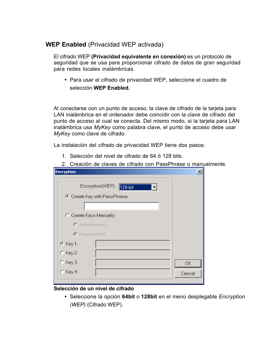 Wep enabled (privacidad wep activada) | SanDisk Wireless LAN Card User Manual | Page 428 / 504