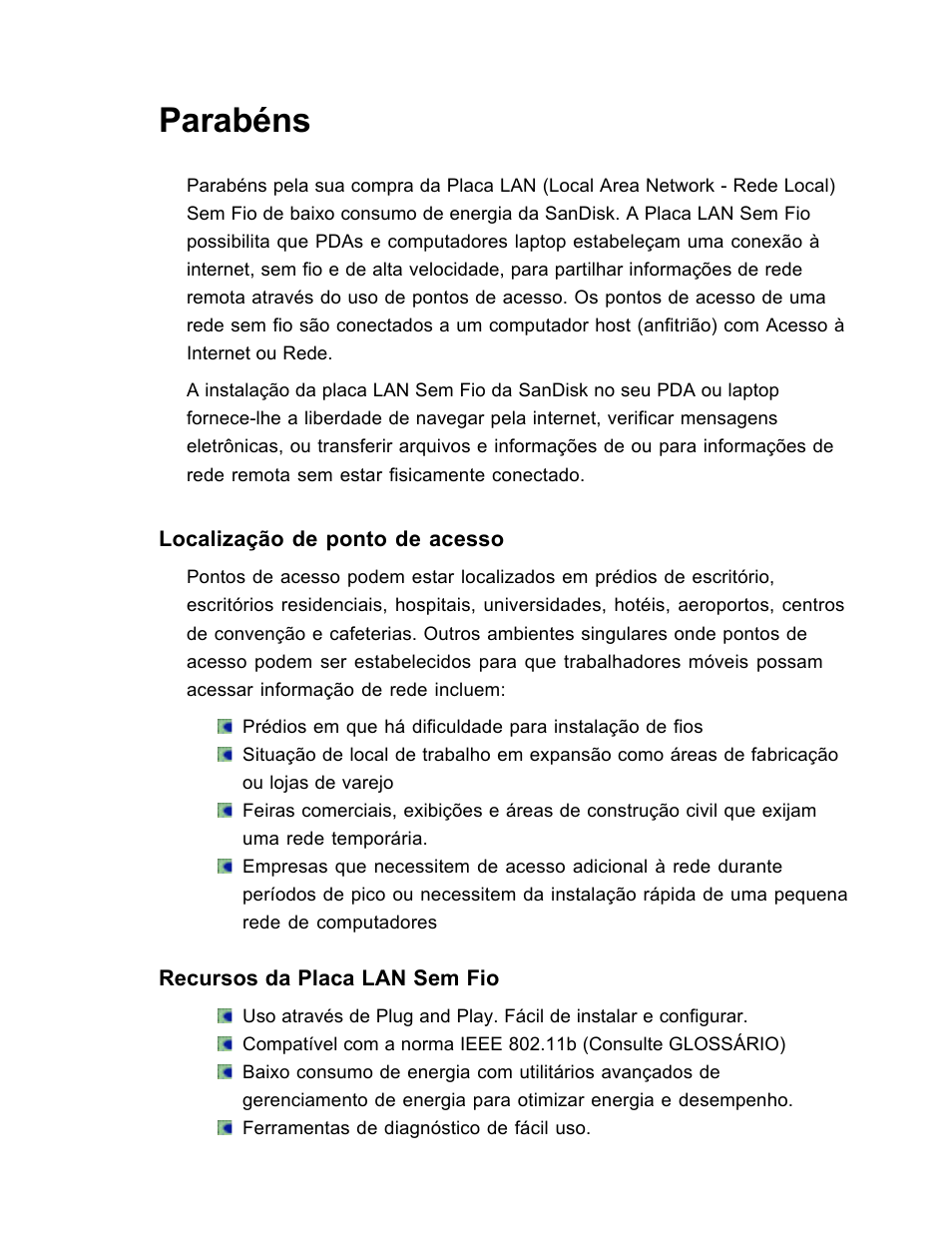 Parabéns | SanDisk Wireless LAN Card User Manual | Page 446 / 504