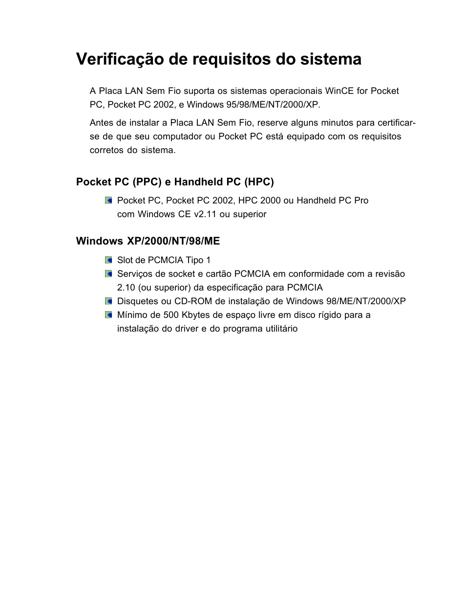 Verificação de requisitos do sistema | SanDisk Wireless LAN Card User Manual | Page 449 / 504