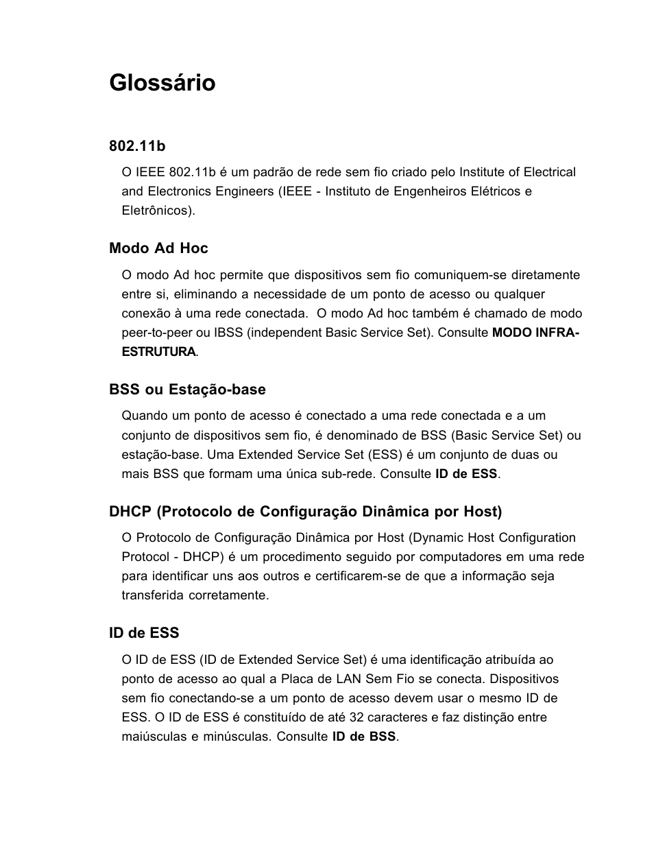 Glossário | SanDisk Wireless LAN Card User Manual | Page 450 / 504