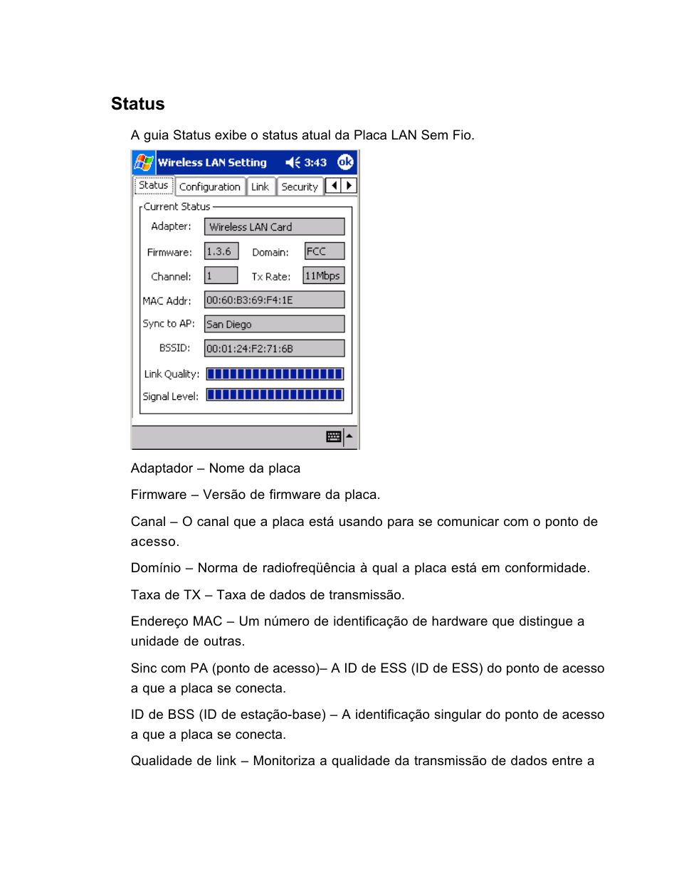 Status | SanDisk Wireless LAN Card User Manual | Page 459 / 504