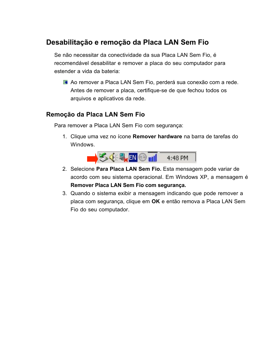 Desabilitação e remoção da placa lan sem fio | SanDisk Wireless LAN Card User Manual | Page 472 / 504