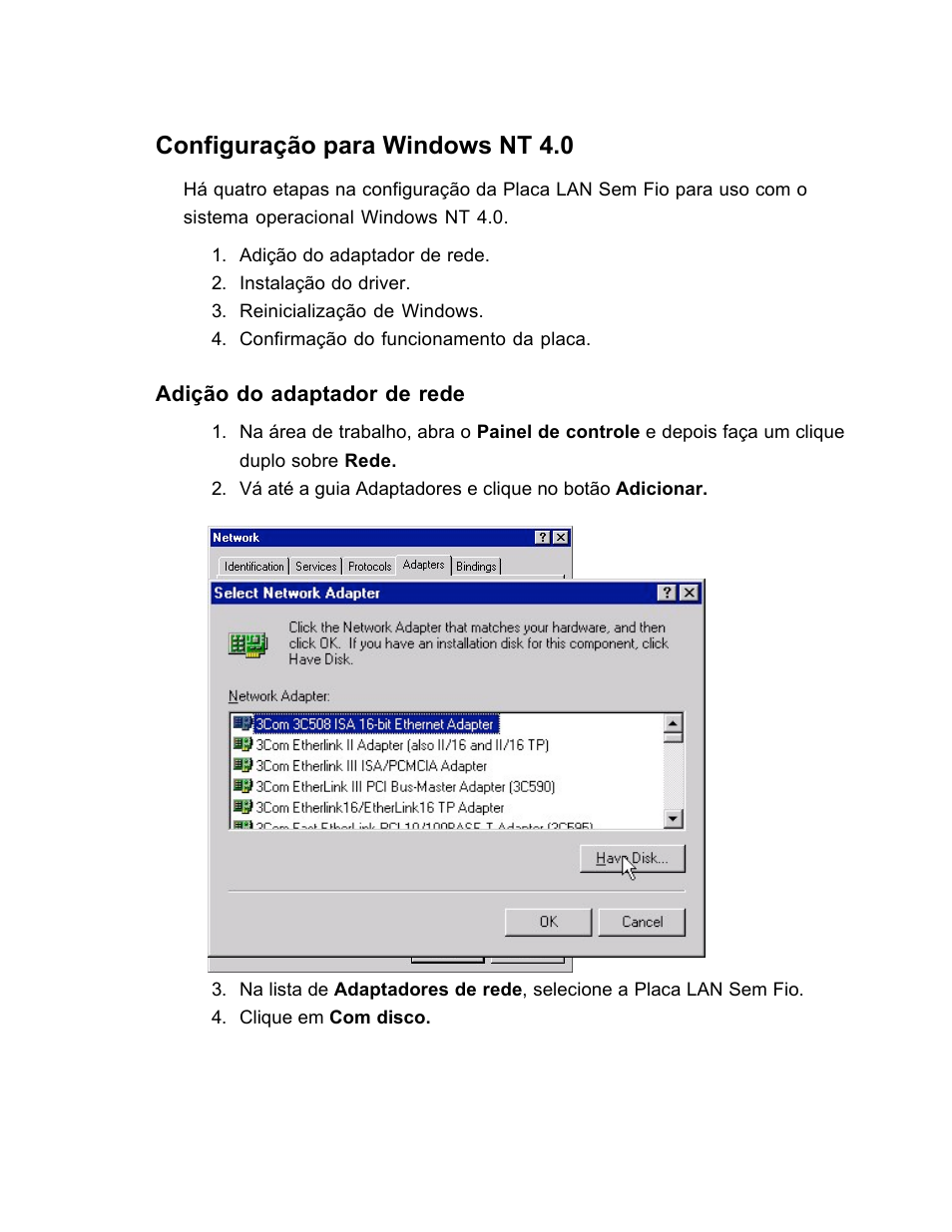 Configuração para windows nt 4.0 | SanDisk Wireless LAN Card User Manual | Page 479 / 504