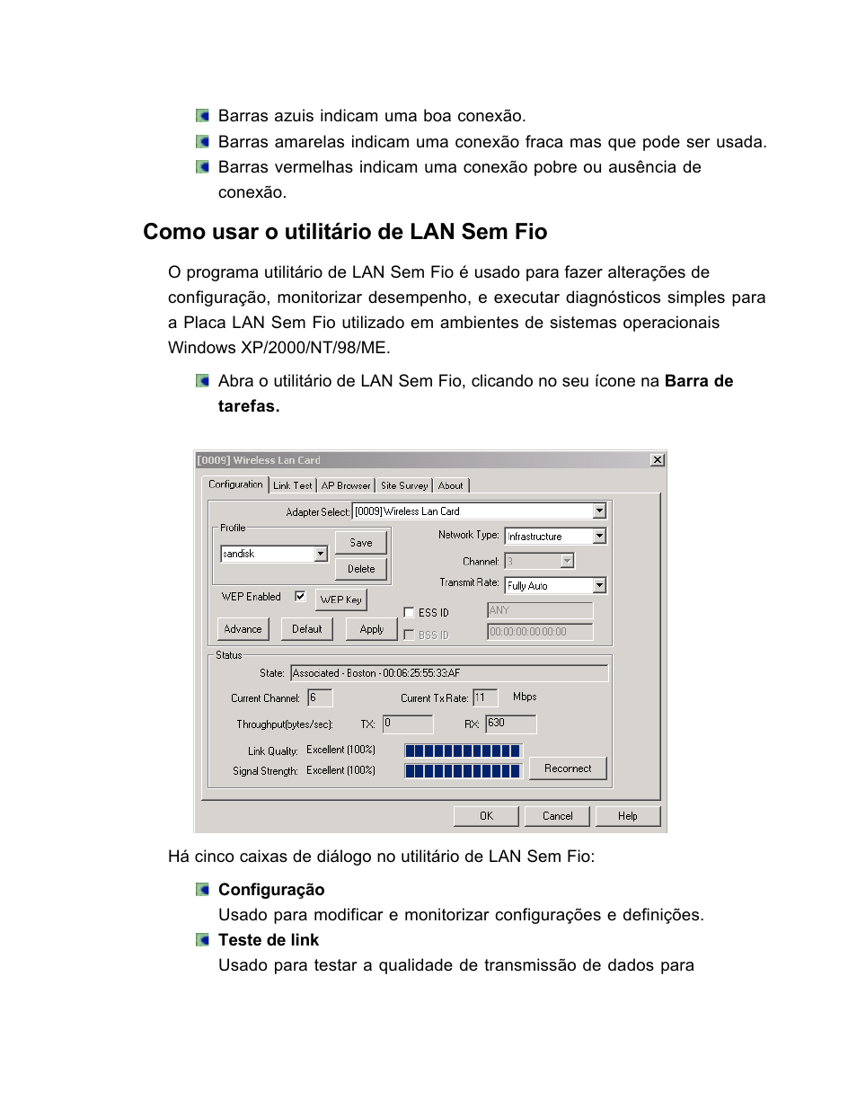 Como usar o utilitário de lan sem fio | SanDisk Wireless LAN Card User Manual | Page 484 / 504