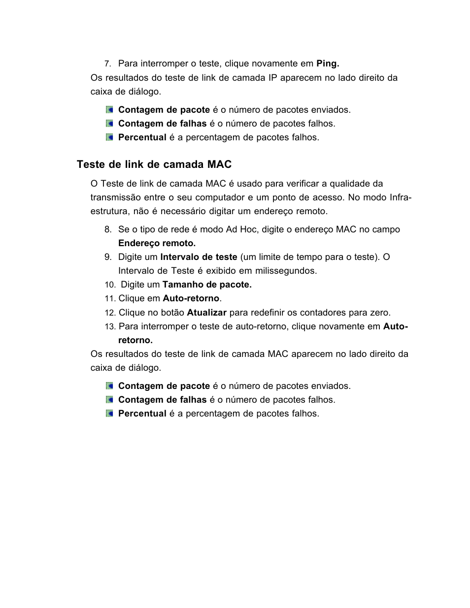 Teste de link de camada mac | SanDisk Wireless LAN Card User Manual | Page 499 / 504