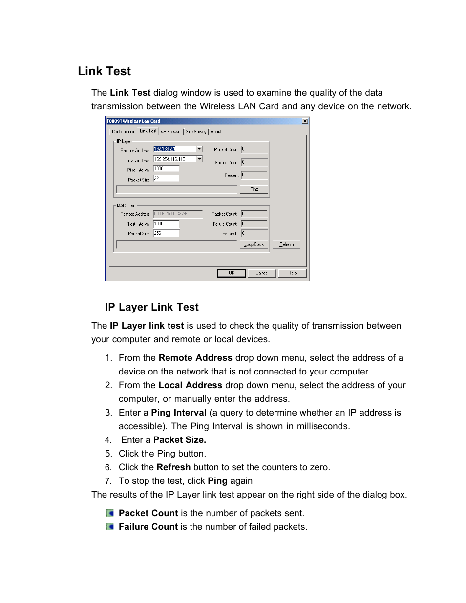 Link test | SanDisk Wireless LAN Card User Manual | Page 53 / 504