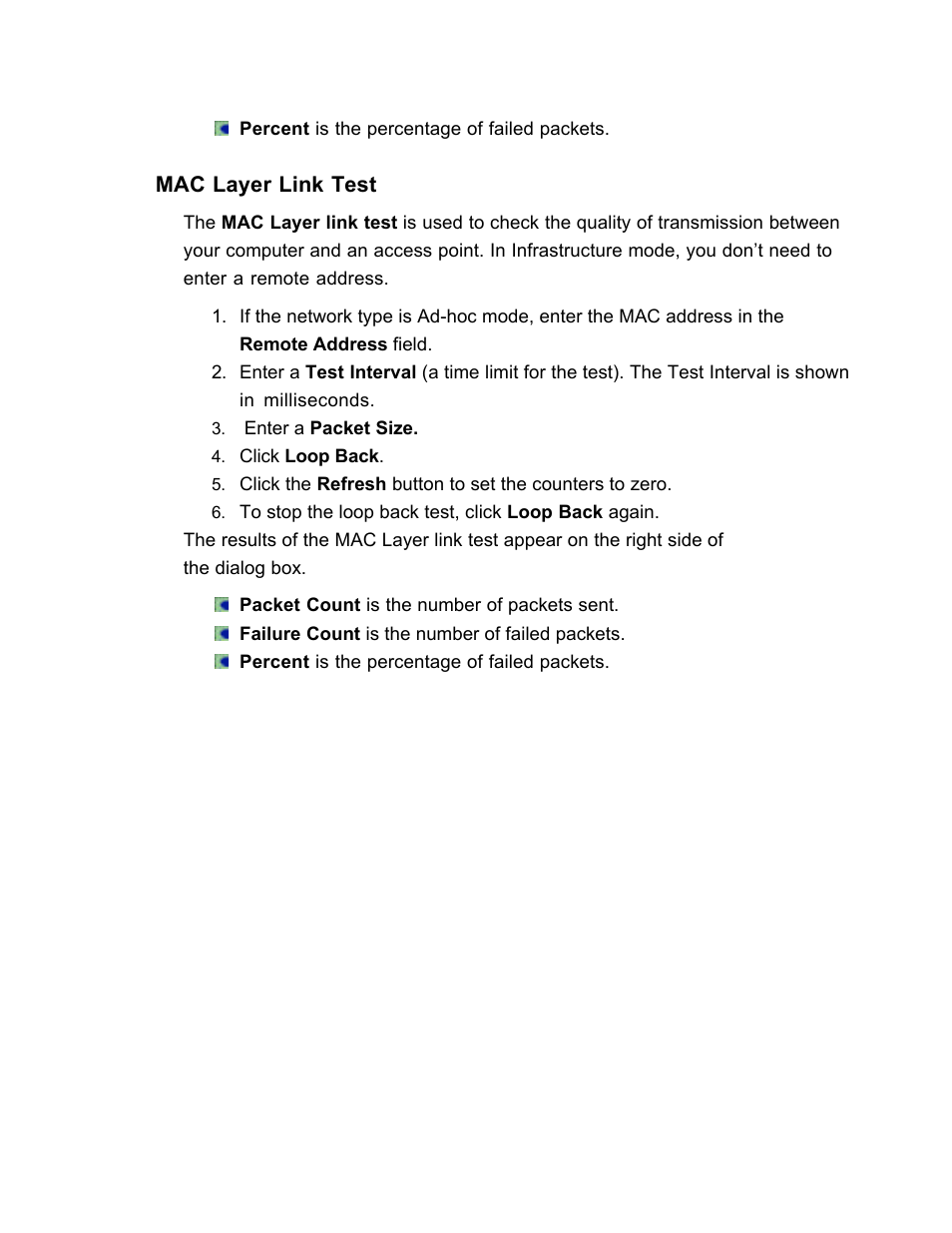 Mac layer link test | SanDisk Wireless LAN Card User Manual | Page 54 / 504