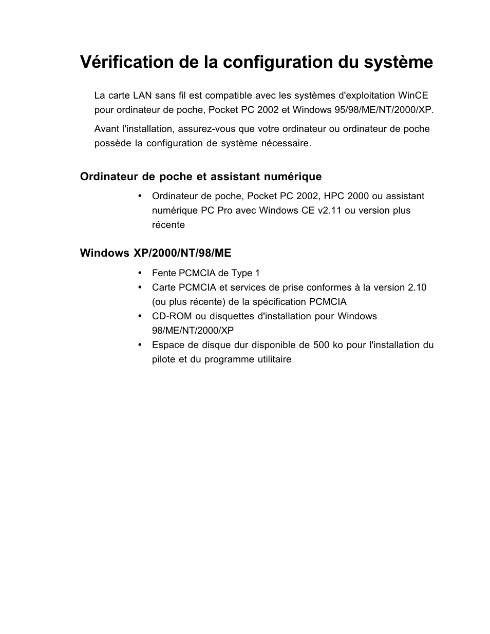 Vérification de la configuration du système | SanDisk Wireless LAN Card User Manual | Page 67 / 504