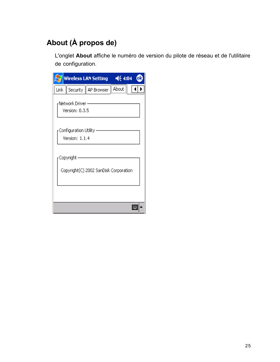 About (à propos de) | SanDisk Wireless LAN Card User Manual | Page 88 / 504