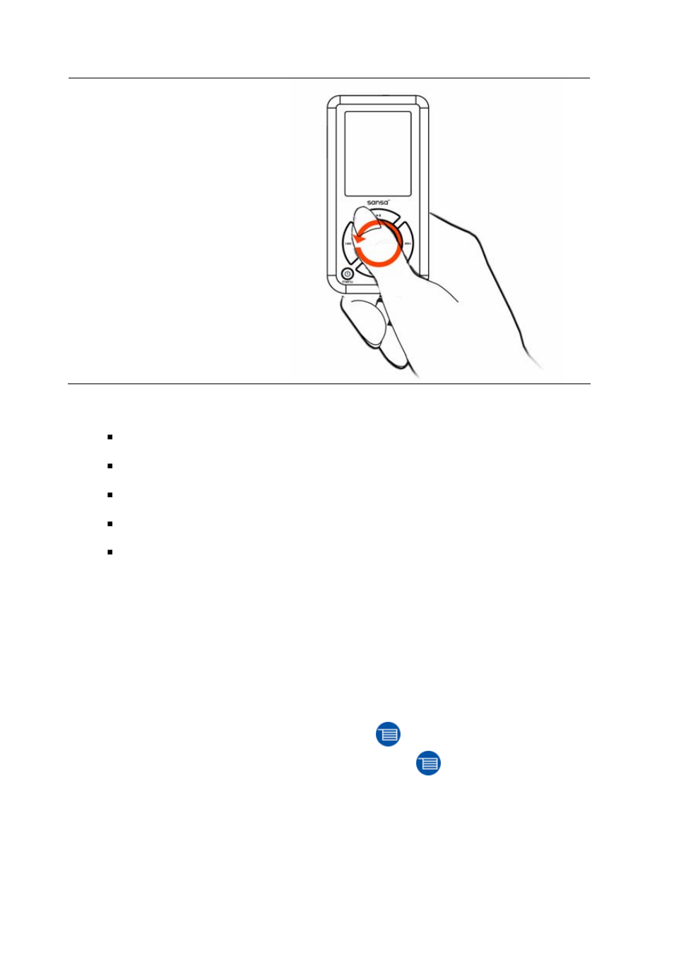 Using navigation buttons, Using submenu button, Main menu | Power off | SanDisk Sansa e200 User Manual | Page 16 / 42