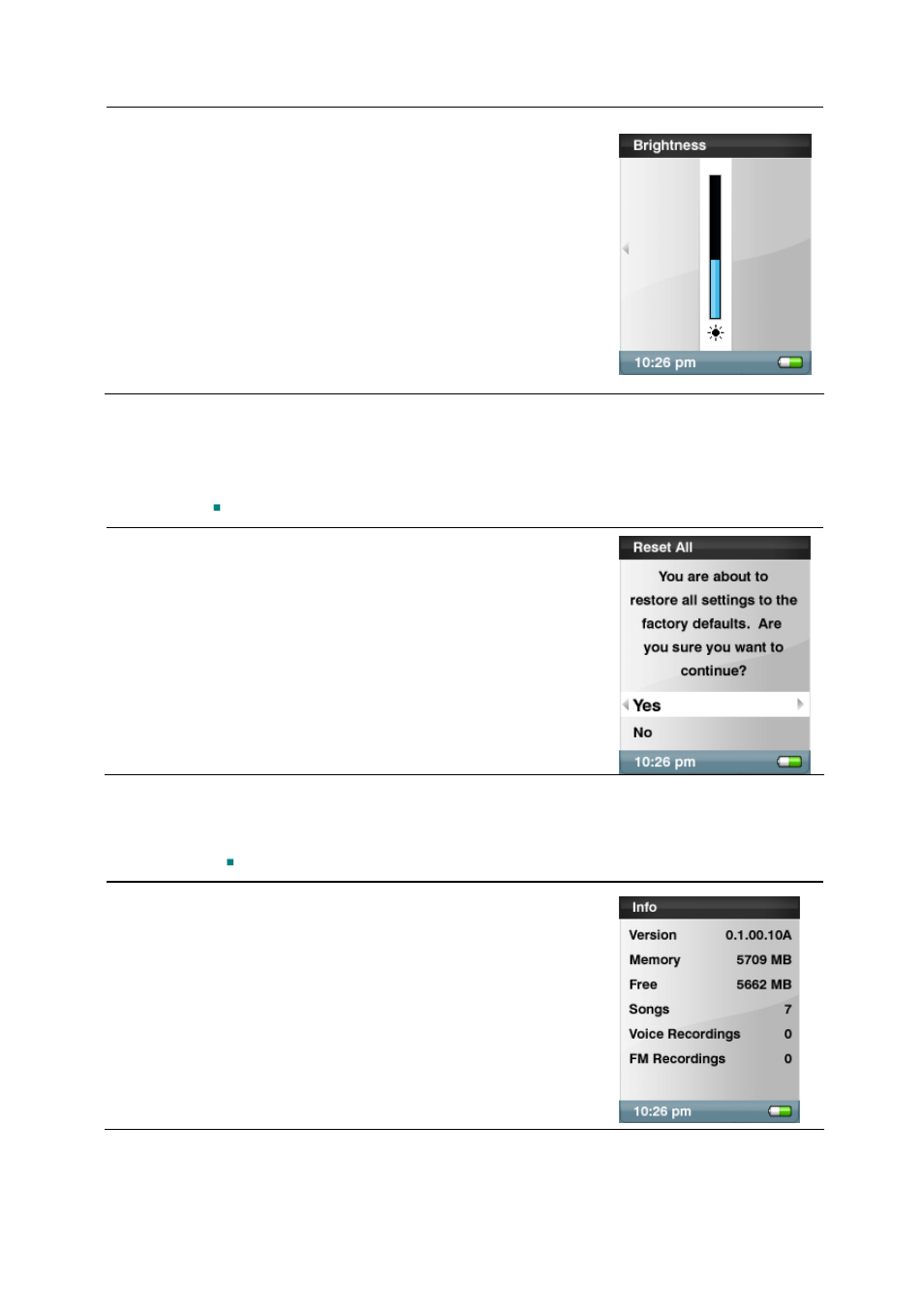 Reset to original setting, Device information | SanDisk Sansa e200 User Manual | Page 29 / 42