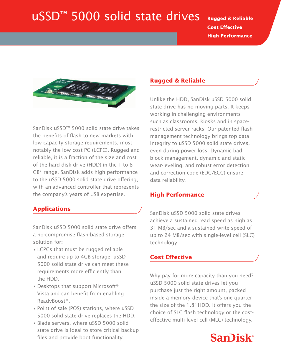 SanDisk uSSD 5000 User Manual | 2 pages