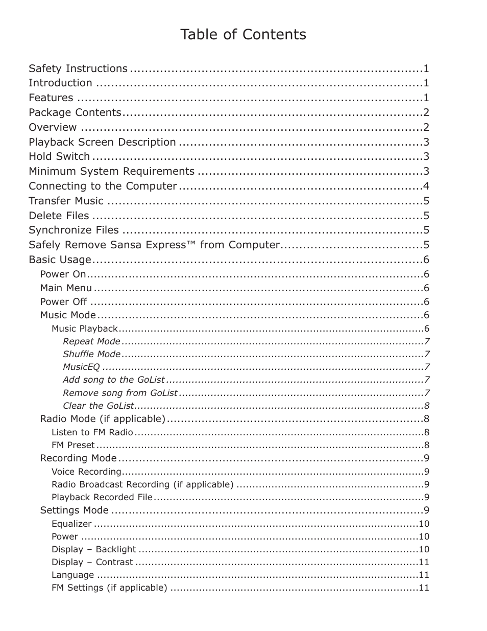 SanDisk Sansa Express c200 User Manual | Page 2 / 20