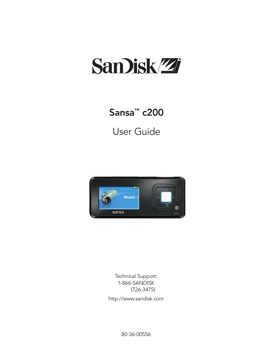 SanDisk Sansa c200 User Manual | 16 pages