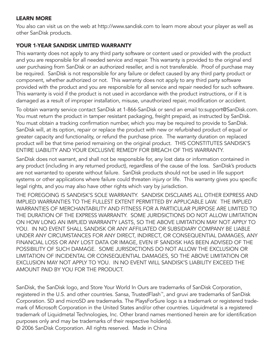 SanDisk Sansa c200 User Manual | Page 13 / 16