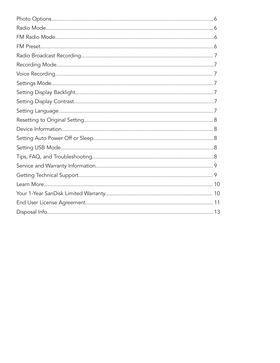 SanDisk Sansa c200 User Manual | Page 3 / 16