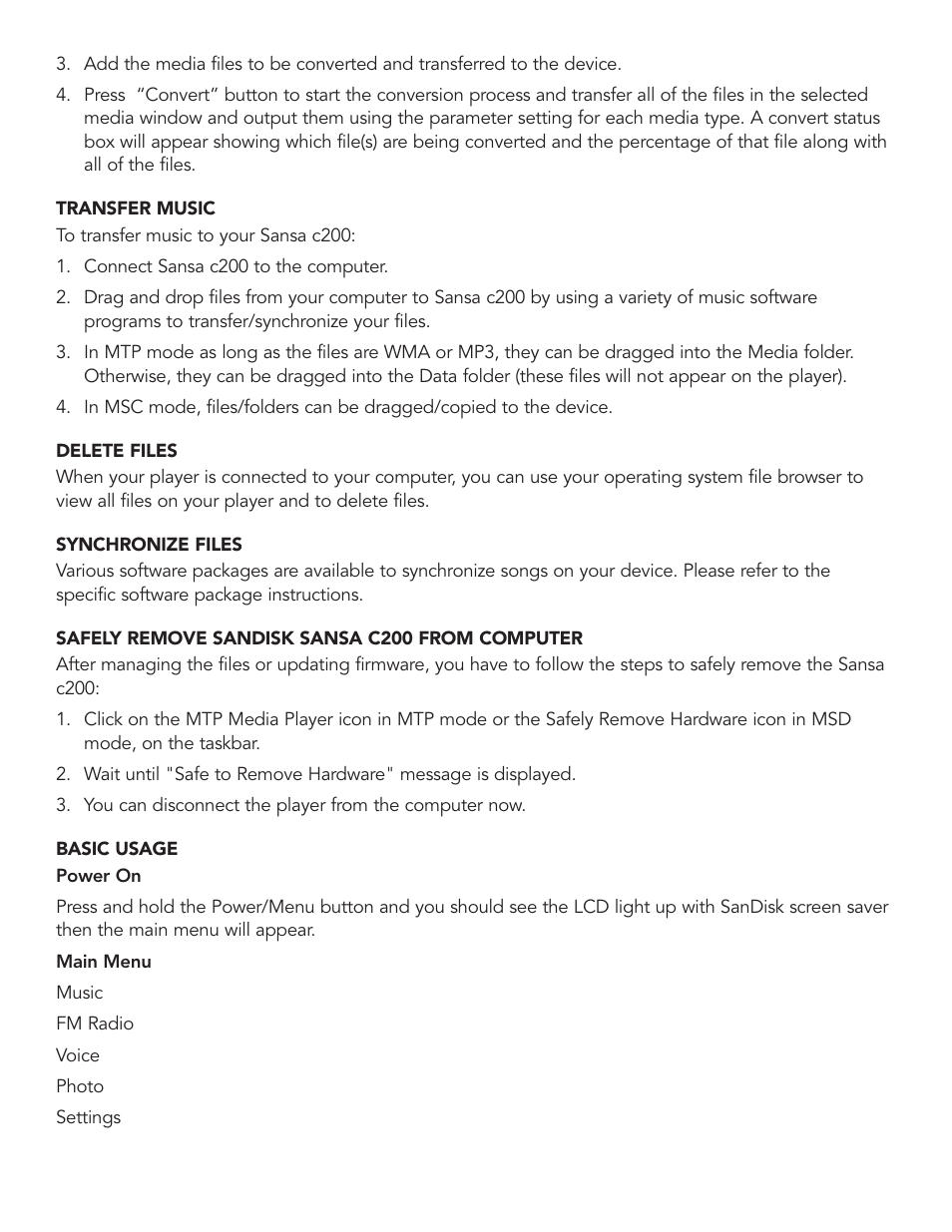SanDisk Sansa c200 User Manual | Page 7 / 16