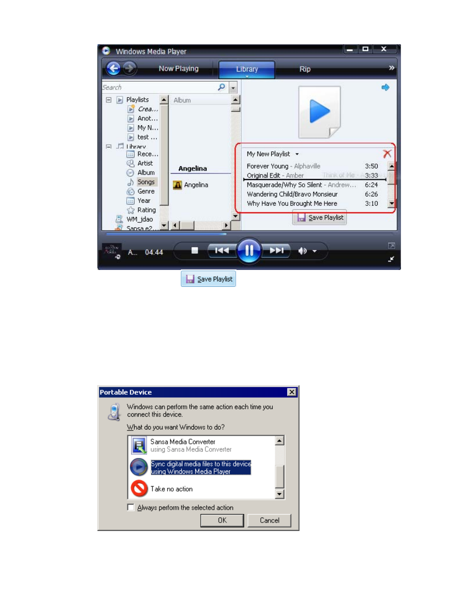 Transfer playlist | SanDisk e200 User Manual | Page 16 / 41