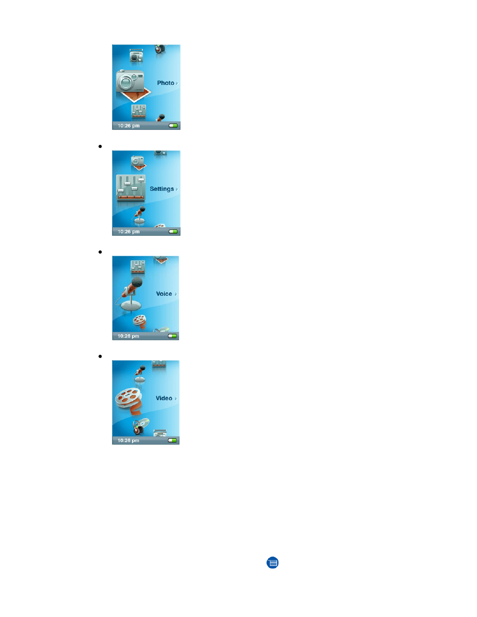 Navigation buttons, Submenu button | SanDisk e200 User Manual | Page 21 / 41