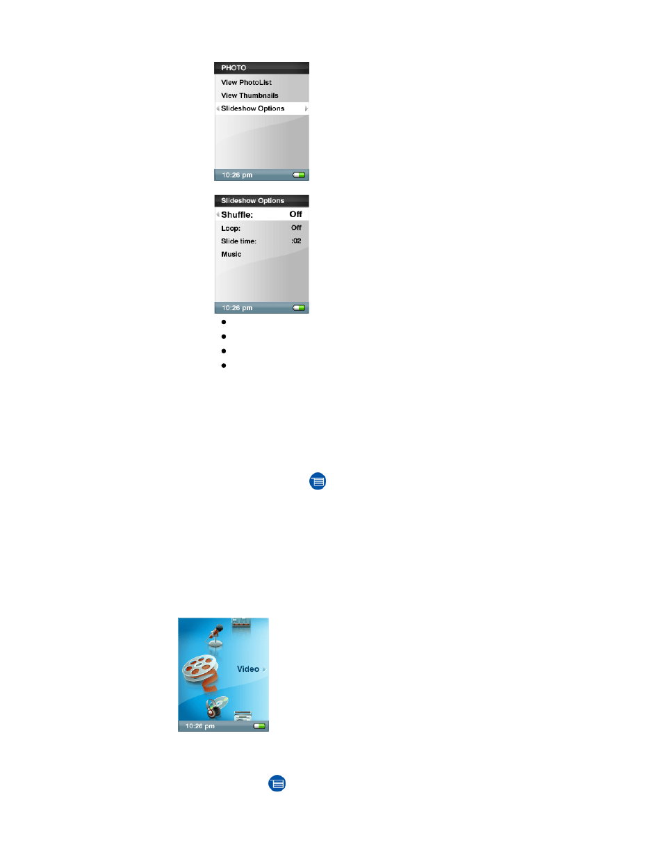 Video mode | SanDisk e200 User Manual | Page 28 / 41