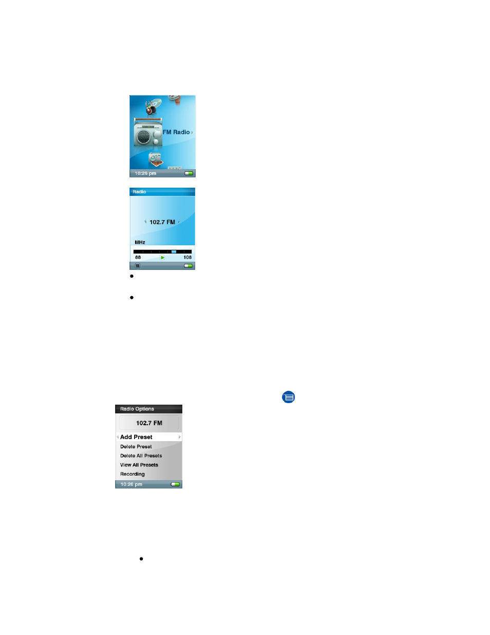 Fm radio mode (if applicable) | SanDisk e200 User Manual | Page 29 / 41