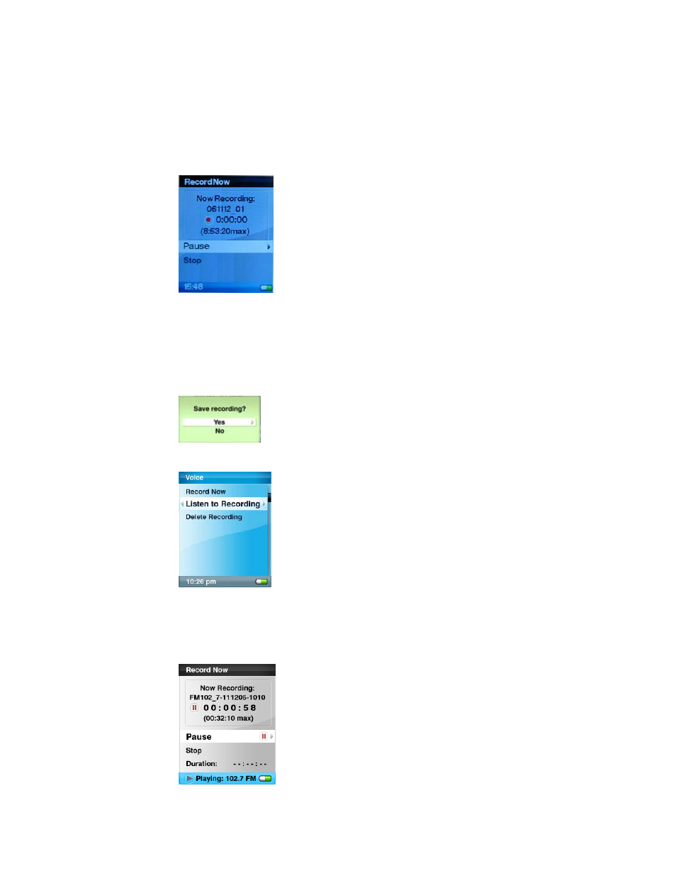 Recording mode | SanDisk e200 User Manual | Page 30 / 41