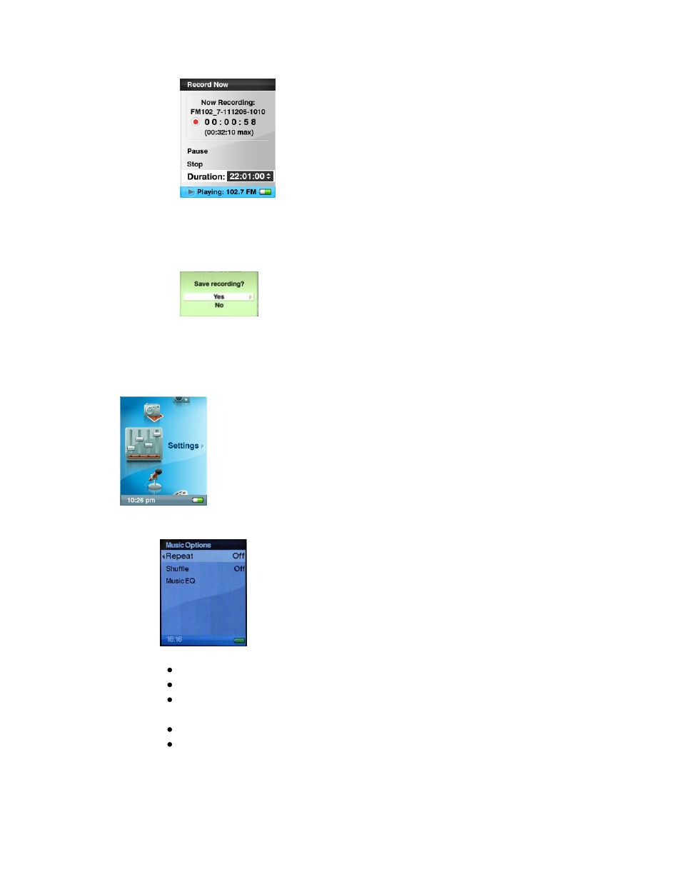 Settings mode | SanDisk e200 User Manual | Page 31 / 41