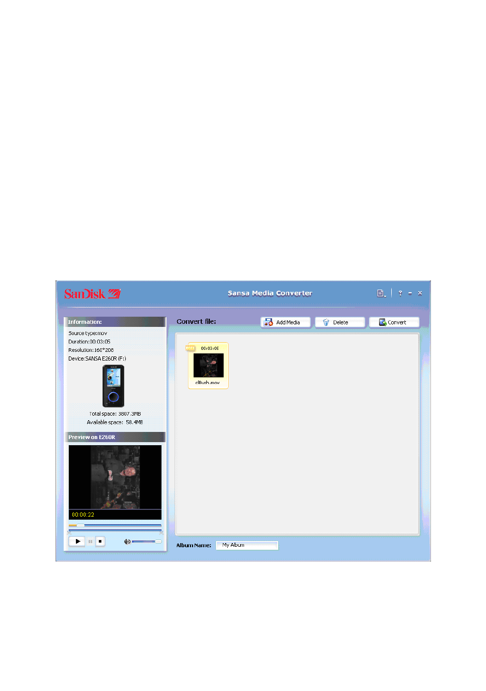 Photo/video transfer-sansa media converter | SanDisk SANSA E200R User Manual | Page 20 / 64