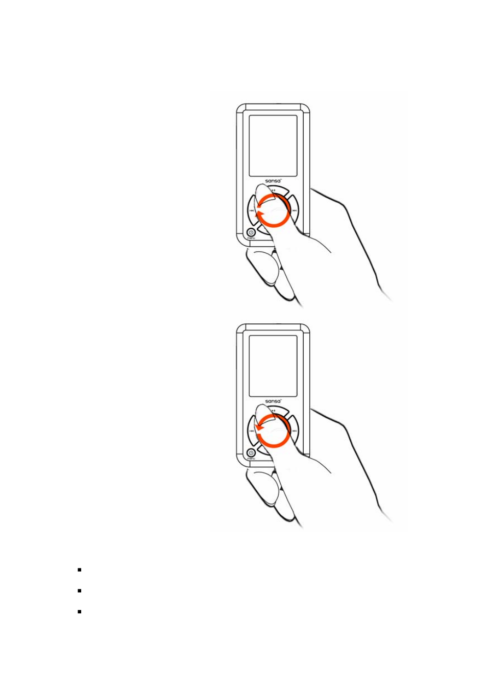 Using thumbwheel, Main menu | SanDisk SANSA E200R User Manual | Page 25 / 64