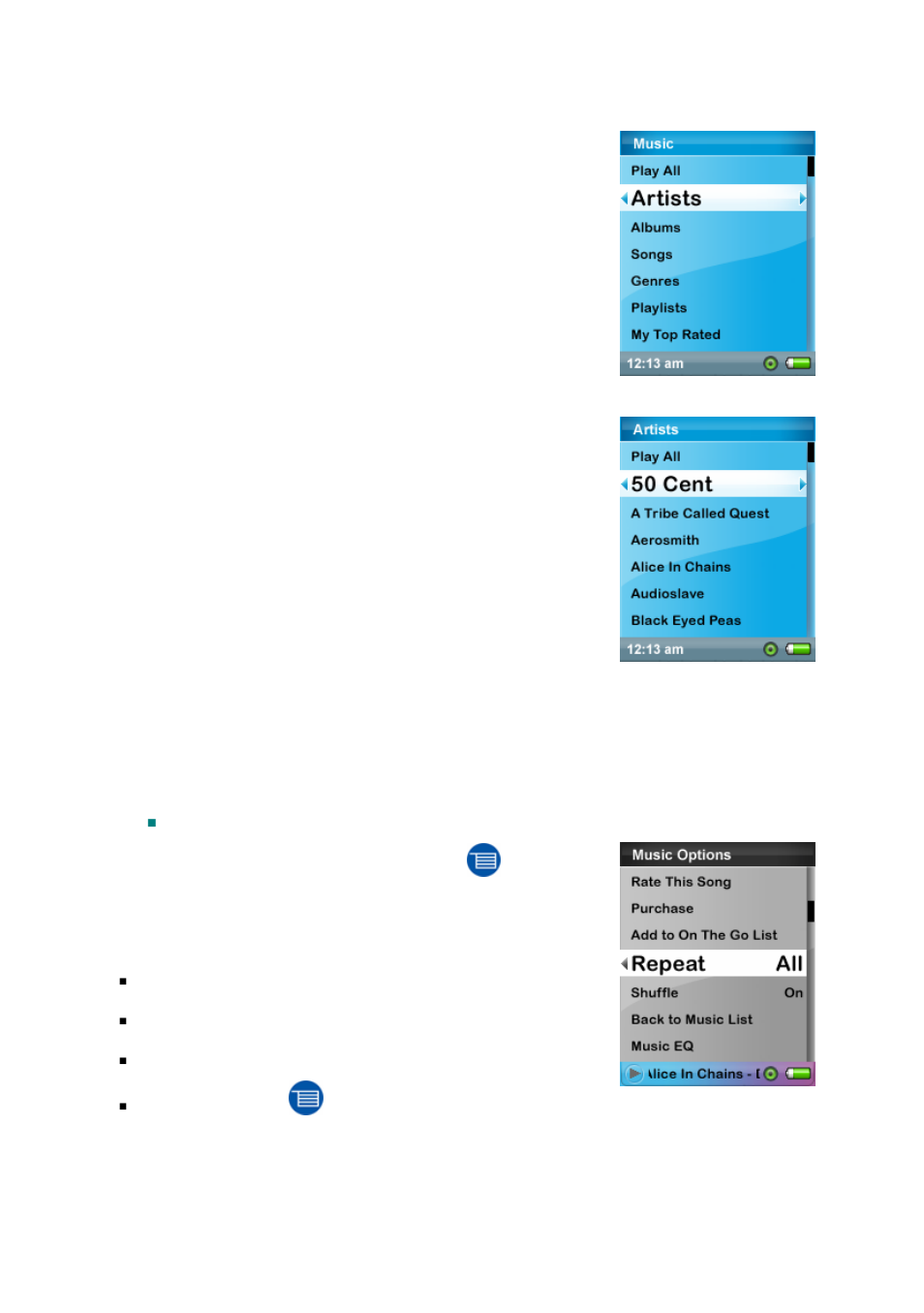 Setting repeat mode | SanDisk SANSA E200R User Manual | Page 27 / 64