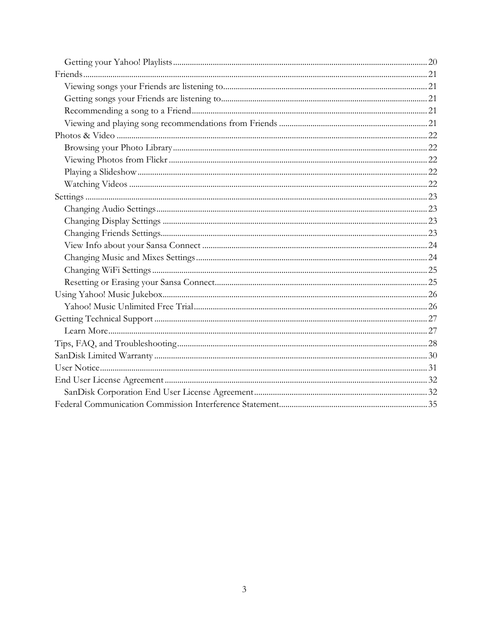 SanDisk Sansa Connect User Manual | Page 3 / 35