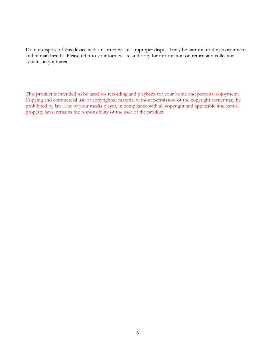 Disposal instructions | SanDisk Sansa Connect User Manual | Page 6 / 35