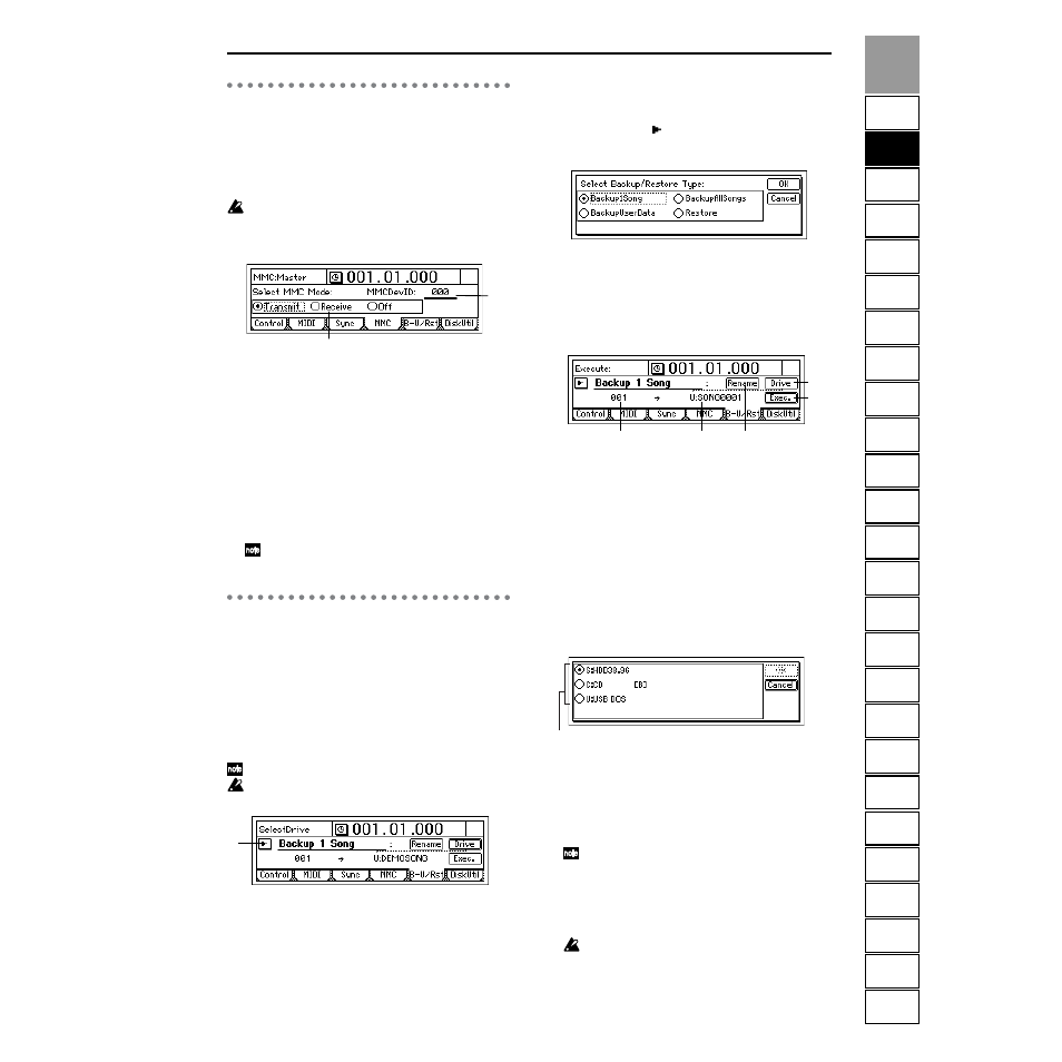 P4 mmc: mmc settings, P5 b-u/rst: backup/restore using a removable disc | Strahl D1600mkII User Manual | Page 101 / 180