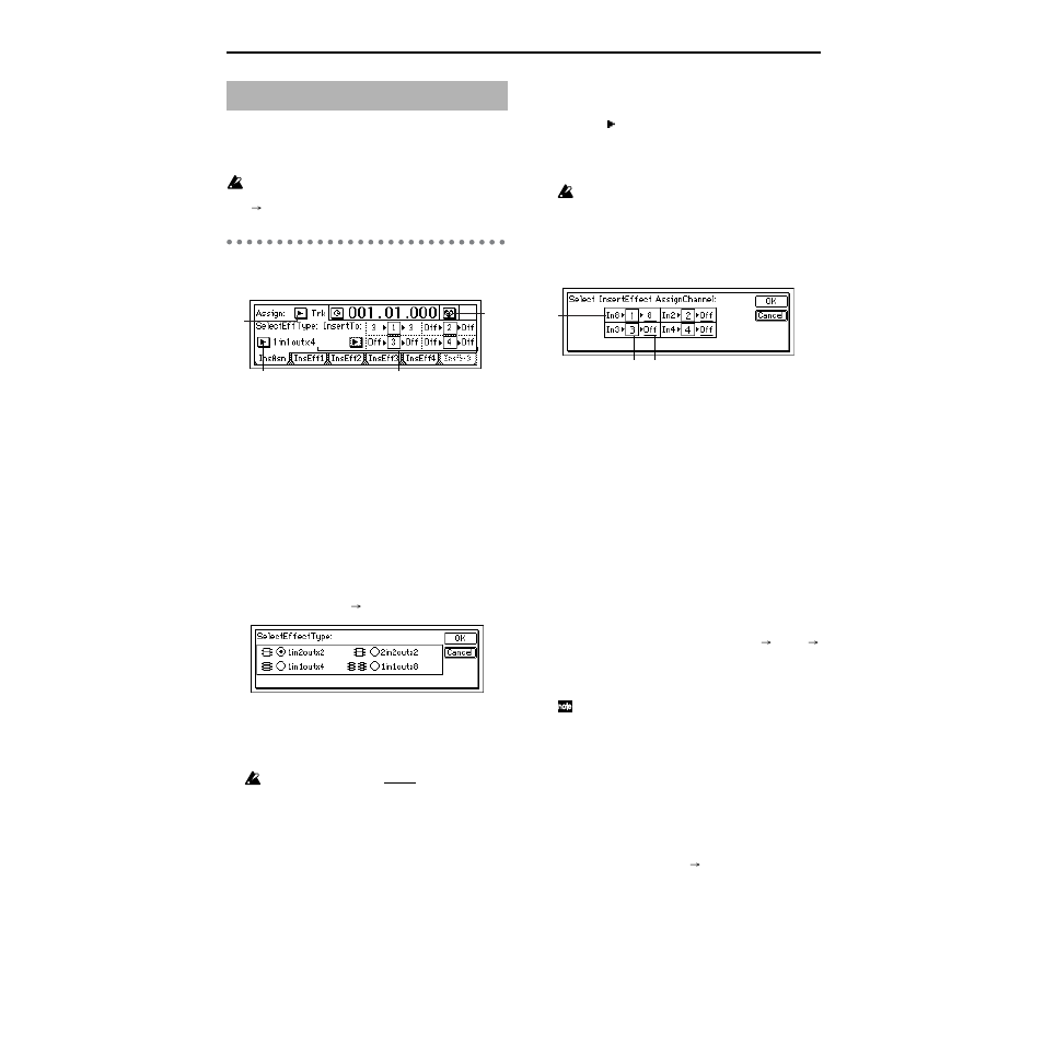 Insert effect, P1 insasn: insert effect insertion location/type | Strahl D1600mkII User Manual | Page 134 / 180