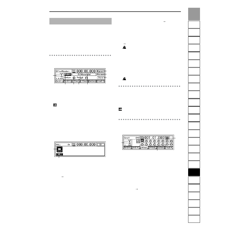 Master effect/aux, P3 effsnd1: send settings for effect 1 | Strahl D1600mkII User Manual | Page 137 / 180