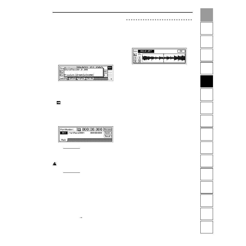 Using scrub playback etc. to find a precise time, Location | Strahl D1600mkII User Manual | Page 55 / 180